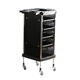 Friseurwagen Friseursalon-Mehrzweckschublade Trolley Schönheitssalon Massage Barber Roller Rad Werkzeugwagen Schwarz