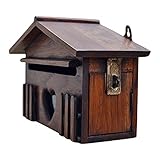 LOVIVER Vintage Briefkasten aus Holz, Vorschlagsbox Postkasten Abschließbar Mailbox in Herzform Landhaus Garten Dekoration