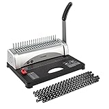 TIANSE Bindemaschine, Bindegeräte, 21-Loch, 450 Blatt, Spiralbindung Maschine mit Starter Kit 100 PCS 3/8 '' Kamm Bindung Stacheln, Kamm Bindemaschine Perfekt für tägliche Office-Dokumente. MEHRWEG