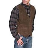 Zanisouta Lederweste Herren Wildleder Bikerweste Trucker Weste Leder Freizeitweste Kutte Anzugweste Vintage Anzug Cowboy Stil Smoking Ärmellose Jacke Slim Fit Arbeitsweste Western Top