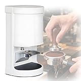 DPLXQPP Elektrischer Kaffeestampfer Professionell 58mm,Automatischer Tamper Mit Verstellbarem Konstantem Druck (5-30kg) über Touchscreen,Leise Mit Sensor,Für Gastronomie Und Zuhause White-Flat