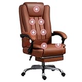 OZBME Executive High Back Tilt Relaxsessel mit 7-Punkt-Massagesitz, Sitzheizung, drehbaren Bürostühlen, Armlehnen und Fußstütze für Zuhause (Füße aus bernsteinfarbenem Aluminium)