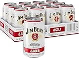 Jim Beam Bourbon & Cola Dose | Kentucky Straight Bourbon Whiskey mit Cola | eine perfekte Mischung | 10% Vol | Einweg, 12 x 330ml