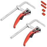 2 Stück Hebelzwinge, Ganzstahl Tischzwinge mit Hebelgriff, Schnellspanner Zwinge mit 160mm Spannweite und 60mm Tiefe, Einhandzwinge für präzises Schleifen Schneiden und Fixieren