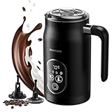 SHARDOR MilchaufschäUmer, 5-In-1 Funktionen Mit Temperaturregelung, MilchaufschäUmer Elektrisch Mit 2 Schneebesen FüR HeißE Milchschokolade, Cappuccino, Latte, Macchiato, Schwarz