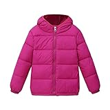 LOIJMK Kleinkind Kinder Winter Warme Jacke Oberbekleidung Solide Mäntel Mit Kapuze Daunenfüllung Outwear Polizei Kinder Weste (Hot Pink, 3-4 Years)