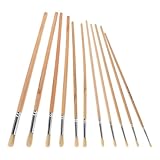 Healvian 11 Stück Künstlerpinsel Rundpinsel aus Acrylfasern mit Langem Holzgriff Weiche Malpinsel für Öl und Acrylmalerei Detail und Flächenpinsel für Präzises Zeichnen