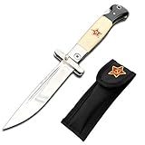 Promithi Russisches Messer Finka NKWD-Messer KGB, manuelles Klapptaschenmesser, schwarz-weißer Griff, chinesischer hochhärter Edelstahl für Camping im Freien, hergestellt in China