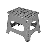 Homéa, Tritthocker aus Kunststoff, faltbar, 31 x 22 x 27 cm, Widerstand 150 kg, Anthrazit