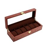 CONGARTENO Vintage Uhrenbox aus Holz mit Fächern Eleganter Uhrenkasten zur Aufbewahrung und Präsentation Robustes Material Transparenter Deckel für Herren und Geschenkzwecke