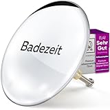 M. ROSENFELD HOME Badewannenstöpsel Universal Ø 72 Premium - Stöpsel Badewanne Chrom aus Messing mit Doppel Dichtung - Rostfrei Badewannen Stöpsel Verschluss - Eingraviert Badezeit