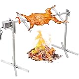 VEVOR Lammgrill, Spanferkelgrill, Spießbratengrill, 60 kg BBQ-Spießgrill für Schwein, Lamm, Ziege, elektrischer 52-W-Motor, kommerzielle Edelstahl-Drehspießröster mit Hitzeschild, 116 cm Spießlänge