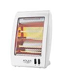 Adler AD 7709 Quarz-Heizung, Heizstrahler, Heizung, 2 Heizstufen 400/800 W, Umkippschutz, 2 Quarzlampen, Tragegriff, Raumheizung, Heizgerät für Büro Wohnmobil Camping Zuhause, weiß, 1,1 m Kabel