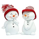 SIKORA DK32 Schneemann mit Strickmützen Dekofiguren für Weihnachten und Winter 2er Set H:11cm