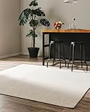 benuta Basic Teppich Iowa Creme 195x195 cm - Einfarbiger Wohnzimmerteppich - Leicht zu Reinigen - Strapazierfähig - Für Fußbodenheizung Geeignet