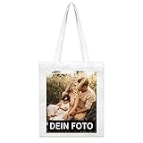 PhotoFancy - Stofftasche mit Foto selbst gestalten -Jutebeutel mit eigenem Motiv personalisieren und bedrucken - Farbe: Weiß