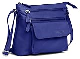 Designer-Umhängetasche, echtes Nappaleder, handgefertigt, für Damen, für den Alltag, Crossover, Arbeit, Schultertasche, blau, M