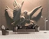 Tzxztt Minimalistisch Dreidimensional Relief Fliegende Vögel Kunst Moderne 3D Tapete Hochwertige Strukturierte Seide Neutrale Material Ideal Für Wohnzimmer Schlafzimmer-400cm×280cm