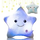 Kissen Stern Led, Leuchtkissen Stern, Leuchtkissen für Kinder, Sternenkissen Leuchtend, Nachtlicht Kuscheltier, Kinderzimmer Deko für Mädchen und Jungen