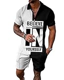 AXEBHPED Herren Poloshirts Kurzarm Set Sommer Casual Man Shorts Trainingsanzug Outfits Revers T-Shirts, Kz-p21, S