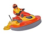Simba 109251048 - Feuerwehrmann Sam Juno Jet Ski, mit Elvis Figur, Sitzfläche zum Aufklappen, schwimmt auf dem Wasser, für Kinder ab 3 Jahren