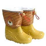 ESTEXO Kinder Gummistiefel Regenstiefel Thermostiefel Mädchen Jungen gefüttert Gelb Löwe 29