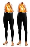 sesto senso Herren Lange Unterhosen Baumwolle 2er Pack Thermo Unterwäsche Funktionsunterwäsche Winter L 2 Schwarz