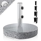 Anaterra® Sonnenschirmständer - Granit, 30 kg, Rund, mit Rollen und Griff, Edelstahl - Schirmständer, Sonnenschirmsockel, Ständer für Sonnenschirm, Balkon, Terasse, Garten, Outdoor