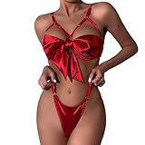Damen Dessous Sexy Damen Set Sexy Seide Schlafanzüge Satin up Frauen Spitze Dessous Osterhase Lingerie Slim Jumpsuit Bauchweg Unterwäsche for Women Sexy Dessous Damen für Sex