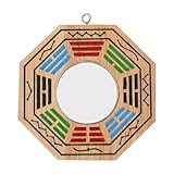 Toyvian Traditioneller Tai Chi Bagua Spiegel Konkaves Holz wandpendant Feng Shui Haussegen Aufhängen für Schutz Wohlstand und Harmonische Wohnraumdekoration