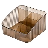 Organizer für Kosmetik, FuxFuis Make-up Organiser Kosmetik Pinselhalter mit 5 Fächer PET Kosmetikpinsel Behälter Grau Schminke Veranstalter Kosmetik-Organizer Aufbewahrungsbox für Pinsel, Lippenstift