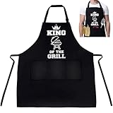 RCYHCY Grillschürze Kochschürze, Lustige Kochschürze für Männer, Köche Schürze, Schwarz Schürze für Männer Frauen, Männer Geschenkideen Grillschürze, für Küche Kochen Backen Garten BBQ
