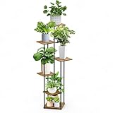 Pflanzenständer, STLOVe 6 Etagen Hohe Blumentopfregal, Ecke Pflanzenregal, Blumenständer Innen, Blumentreppe Hoch für Zimmerecke Wohnzimmer Balkon Terrasse Fenster Garten Hof(Nur Pflanzenständer