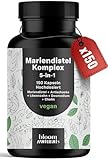Mariendistel Artischocke Löwenzahn Komplex Hochdosiert - 150 Kapseln - 5-in-1 Komplex mit Mariendistel + Artischocke + Löwenzahn + Desmodium + Cholin - Vegan Laborgeprüft - Verpackung kann variieren