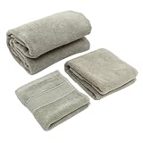BEBEMOKO 3-teiliges Baumwoll-Badetuch-Set, weich und saugfähig, Gesichts- und Duschtücher für Hotel und Zuhause, schnell trocknende Badetücher, klassisch