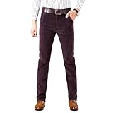 jynuannuan Enrico Cordhose, Enrico Hose, Herren Cordhose, Herren Retro Cord Anzughose, Herren Modern Fit Twill Flex Anzughose (32,Dunkelrot)
