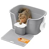 Feandrea Katzenklo, extragroße Katzentoilette, für Mehrkatzenhaushalte, mit hohen Seitenwänden, Katzenstreumatte, Aufbewahrungsbox, Schaufel, für große Katzen, taubengrau PPT003G01