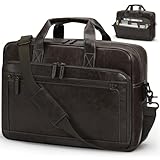 RAINSMORE Aktentasche Herren Vintage Arbeitstasche Laptoptasche 16 Zoll Wasserdicht Ledertasche Messenger Bag Umhängetasche für Arbeit, Büro, Business
