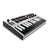 Akai Professional MPK Mini MK3-25-Tasten USB MIDI Keyboard Controller, 8 Drum Pads, 8 Regler, Musikproduktion-Software und Native Instruments Sound Package (NKS Integration), Farbe Weiß