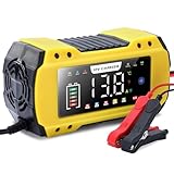 Autobatterie Ladegerät, 12V 8A Smart vollautomatische Batterie Ladegerät, Autobatterie Ladegerät, LCD-Bildschirm Vollautomatisches Ladegerät, für Auto LKW Motorrad Boot