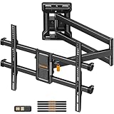 Perlegear Langarm TV Wandhalterung, Full Motion Wandhalterung Fernseher für 32-65 Zoll TVs, 60 kg Tragkraft Eck-TV Halterung mit ±90° Schwenkbarkeit und 700mm Auszug Max VESA 400x400mm, PGMF24B