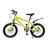 ROGONPDK Kinderfahrrad 18 Zoll Kinder Mountainbike Kinder MTB City Fahrrad Scheibenbremse Bike Erwachsenenfahrrad für Herr Damen Jungen Mädchen Gelb Schwarz