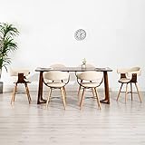 KTHLBRH küchenstuhl stühle esstisch stühle stuhlEsszimmerstühle 6 STK. Cremeweiß Kunstleder und Bugholz für Esszimmer Arbeitszimmer, Wohnzimmer