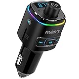 NULAXY Bluetooth FM Transmitter für Auto, Bluetooth V5.0 Auto Radio mit QC3.0 & 7 LED Farblicht, Wireless Radio Adapter mit Dual USB Ports, Unterstützt Freisprechanlage, TF Karte, USB Sticks NX09