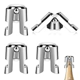 4 Stück Champagnerflaschenverschlüsse, wiederverwendbare Edelstahl Sektflaschenverschlüsse, auslaufsichere Weinflaschendichtkappen für Wein, Champagner, Bier