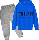 Trapstar Jogginganzug für Jungen Mädchen, Brief Druck Langarm Hoodie und Hose Tracksuit Kinder Sportanzug Unisex Jogging Anzug Set mit Pullover Und Sporthosen Kapuzenpullover 2 Teilig Trainingsanzug