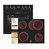 Exquisit Einbauherdset EHE285-HBZ-020-Set schwarz | 75 l Garraumvolumen | 9 Backofenprogramme | Kochfeld mit Rahmen | Energieklasse A