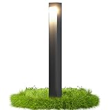 doporro Wegeleuchte Außen IP65 Gartenleuchte Mit Strom Und 5W LED 3000K 60 cm Outdoor Stehlampe Für Terrasse Gartenweg Einfahrt Moderne Pollerleuchte Sandgrau dunkel