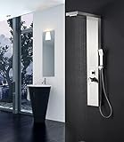 Elbe Edelstahl Duschpaneel für Eckmontage 4-Funktion mit Regendusche Duschset mit Handbrause, Regendusche, 2 Massagedusche, Wasserfalldusche, Duscharmatur Komplettset Einstellbare Temperatur