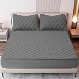 wasserdichte Matratzenauflage Matratzenschoner 90 x 200 - Dunkelgrau Spannbettlaken Matratzenbezug Spannbettlaken Wasserdicht Tagesdecke Atmungsaktive Matratzenbezug Matratzen-Schutz Nässeschutz